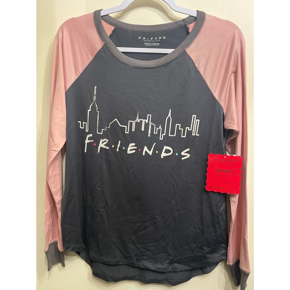 Friends The Television Series Pajama Set Womens Small Pink Grey NWT Raglan NYC